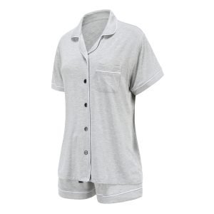 gray short sleeves pajamas set