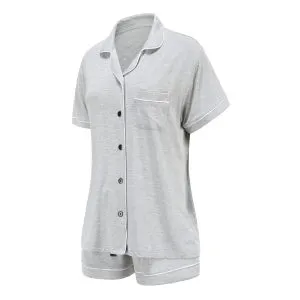gray short sleeves pajamas set