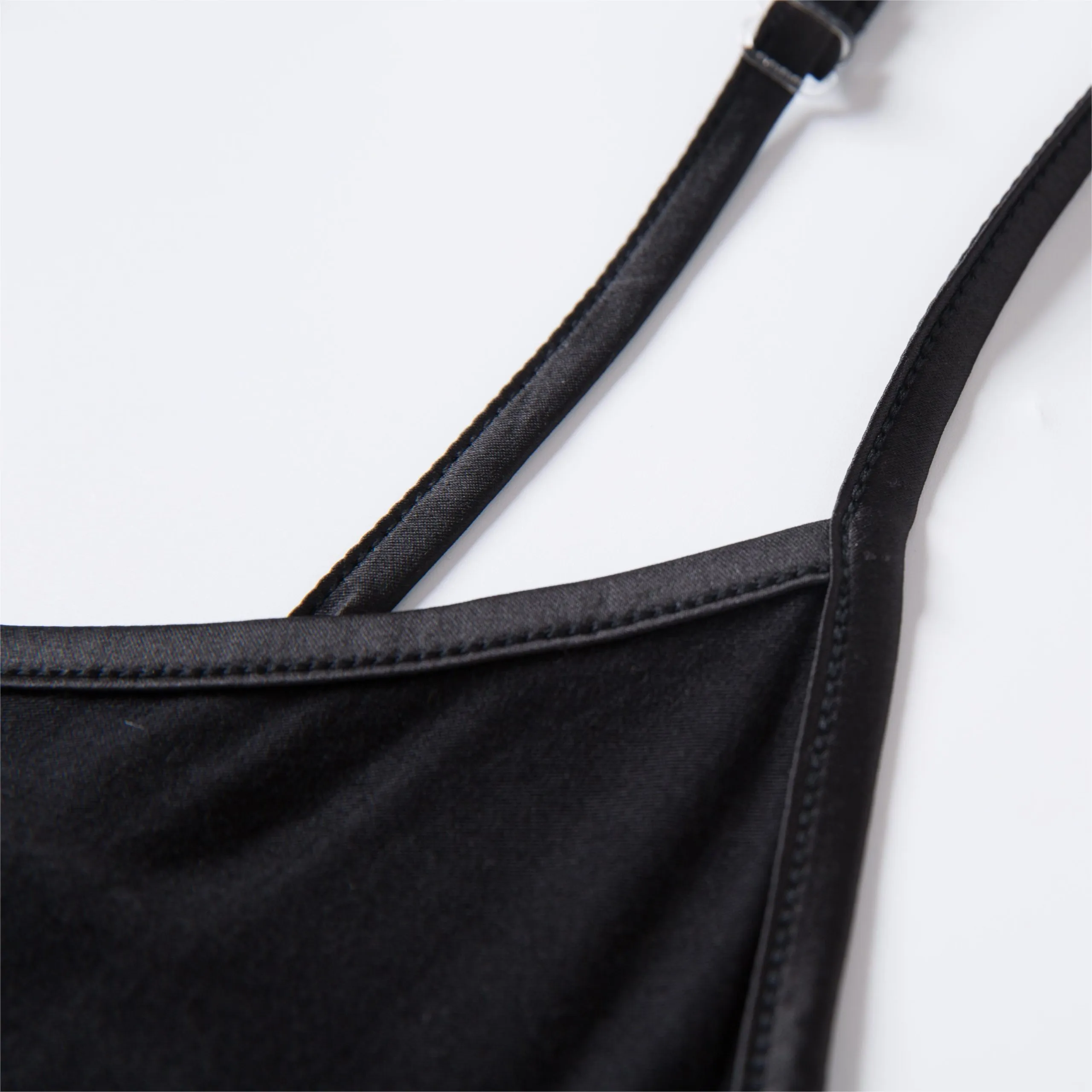 close view of spaghetti straps