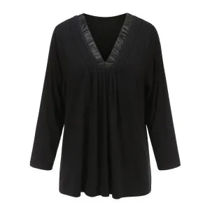 black V-neck top