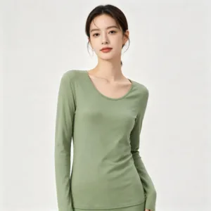 a women in green long sleeve t-shirt