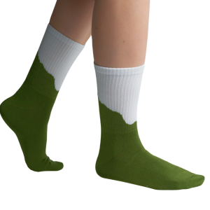 white green crew socks