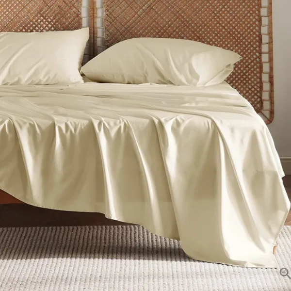 bed with cream bedding