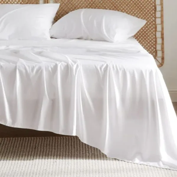 bed with white bedding