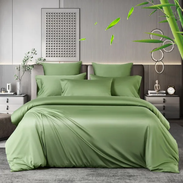 Bed with Grass quilt cover bedding