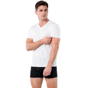 front view of a man in white tee